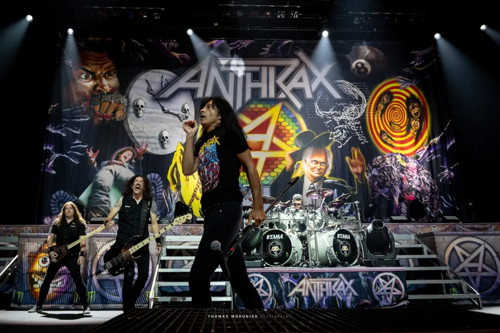 The band Anthrax playing at a concert