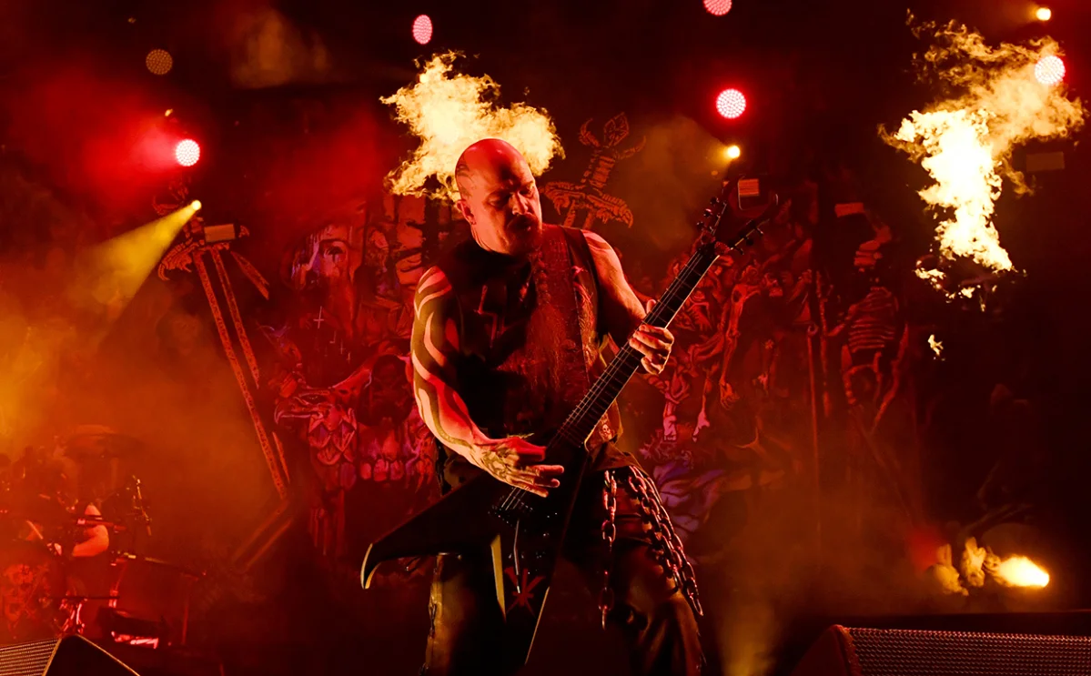 The band Slayer playing at a concert