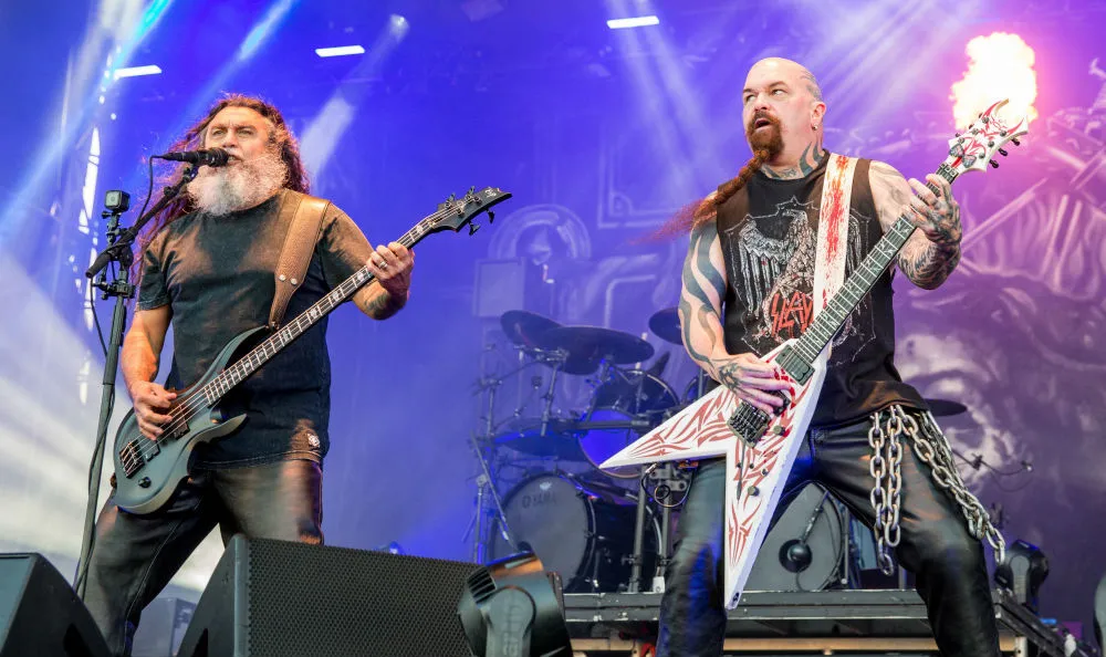 The band Slayer playing at a concert